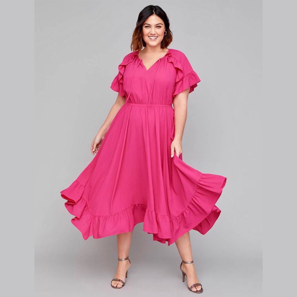 HOT Midi Dress Lane Bryant Pink Dress Lane Bryant Ruffle Midi